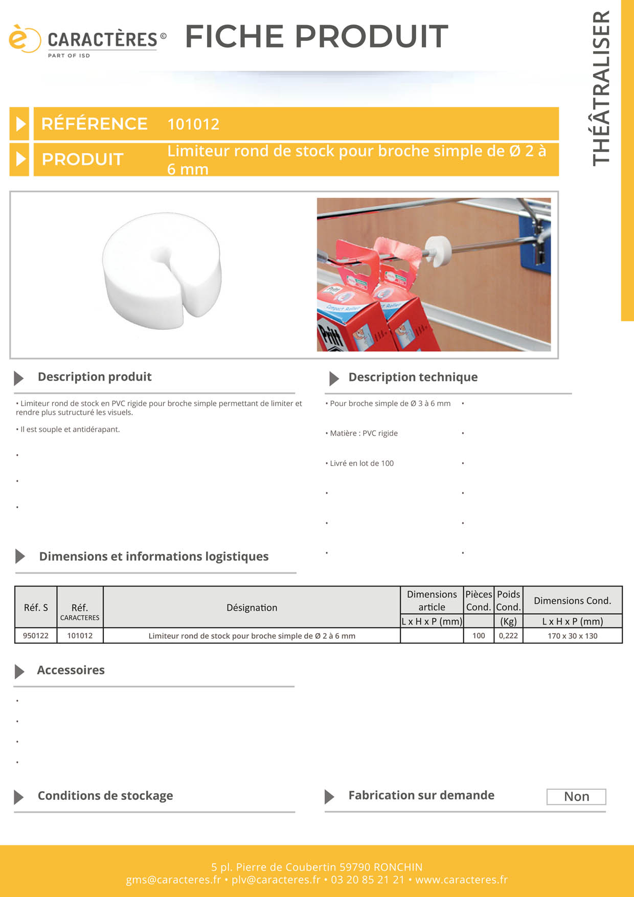 Limiteur rond de stock pour broche simple de Ø 2 à 6 mm