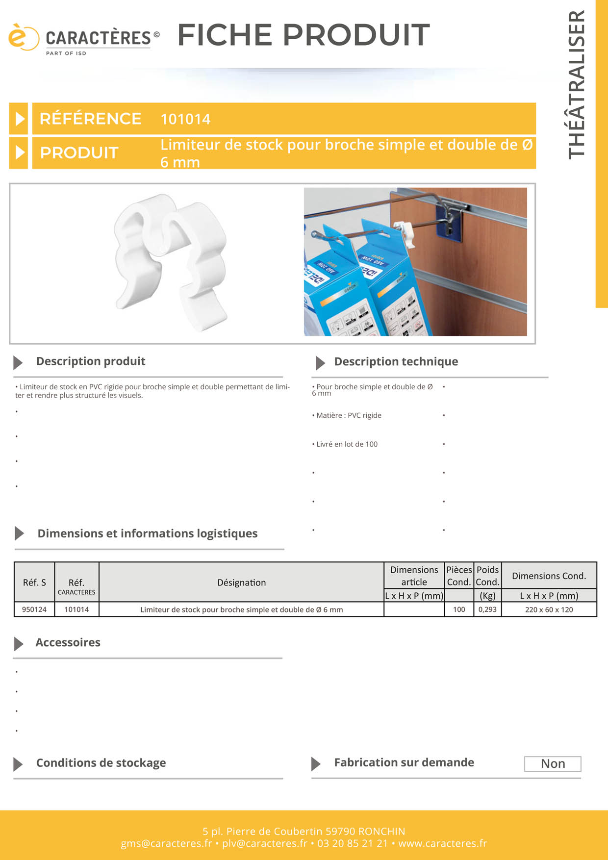 Limiteur de stock pour broche simple et double de Ø 6 mm