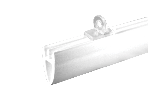 Profil rail ovale en PVC blanc avec crochet