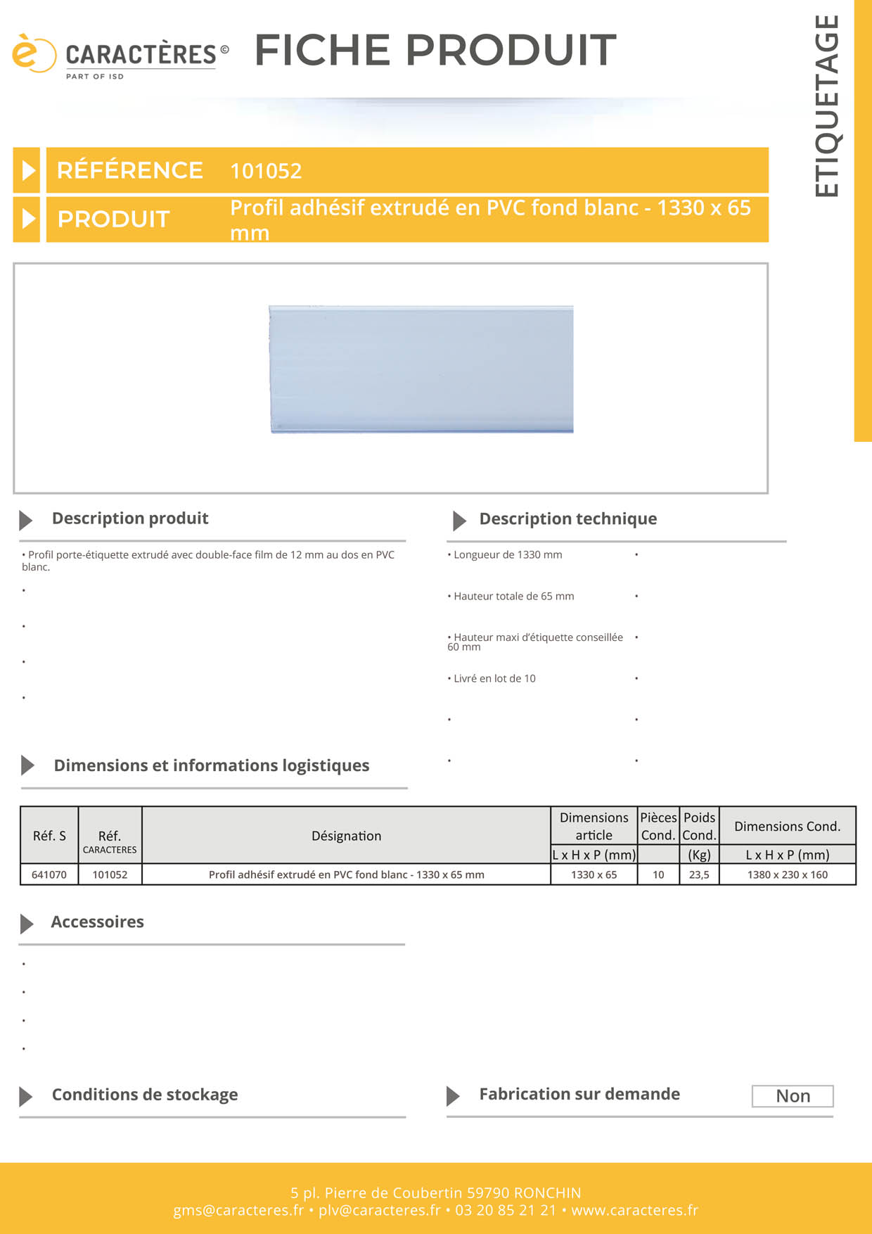 PE adhésif double face film extrudé blanc étiquette 60 mm - 65 x 1330 mm