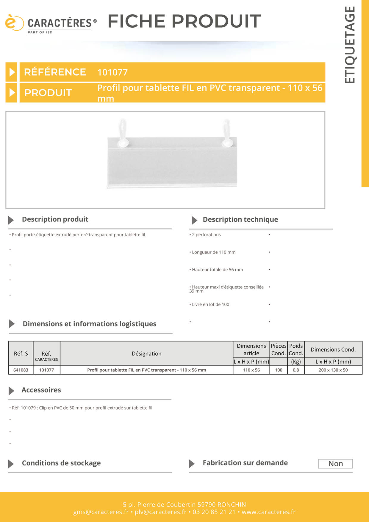 PE extrudé transparent pour tablette fil - 56 x 110 mm