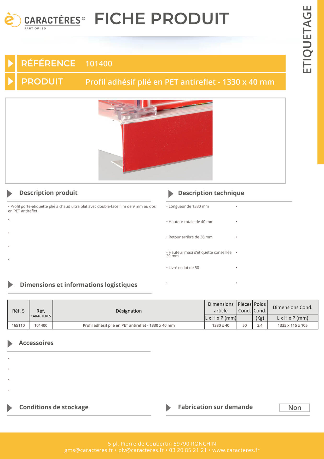 PE adhésif double face film plié en PET antireflet - 40 x 1330 mm