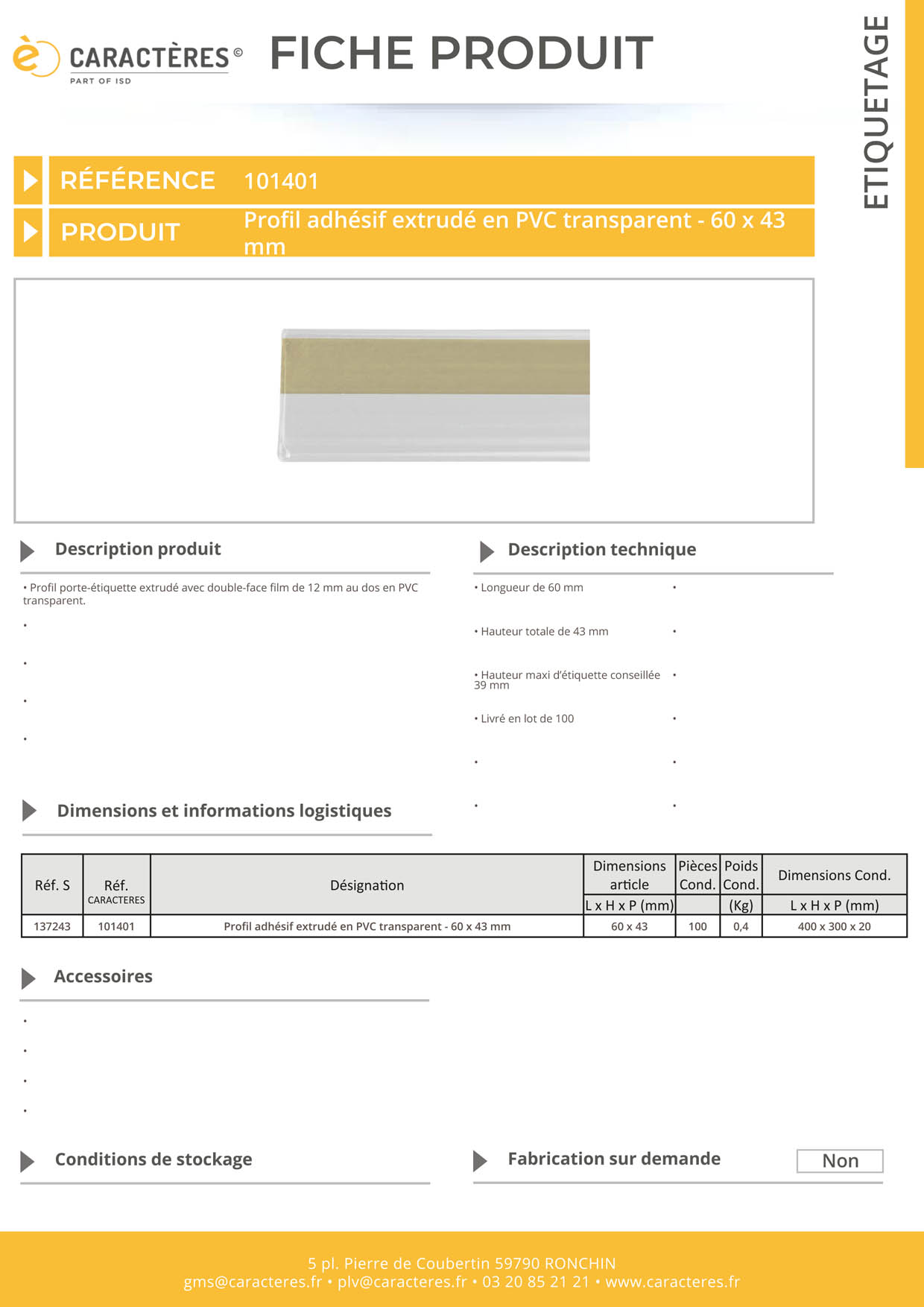 PE adhésif double face film extrudé transparent étiquette 39 mm - 43 x 60 mm