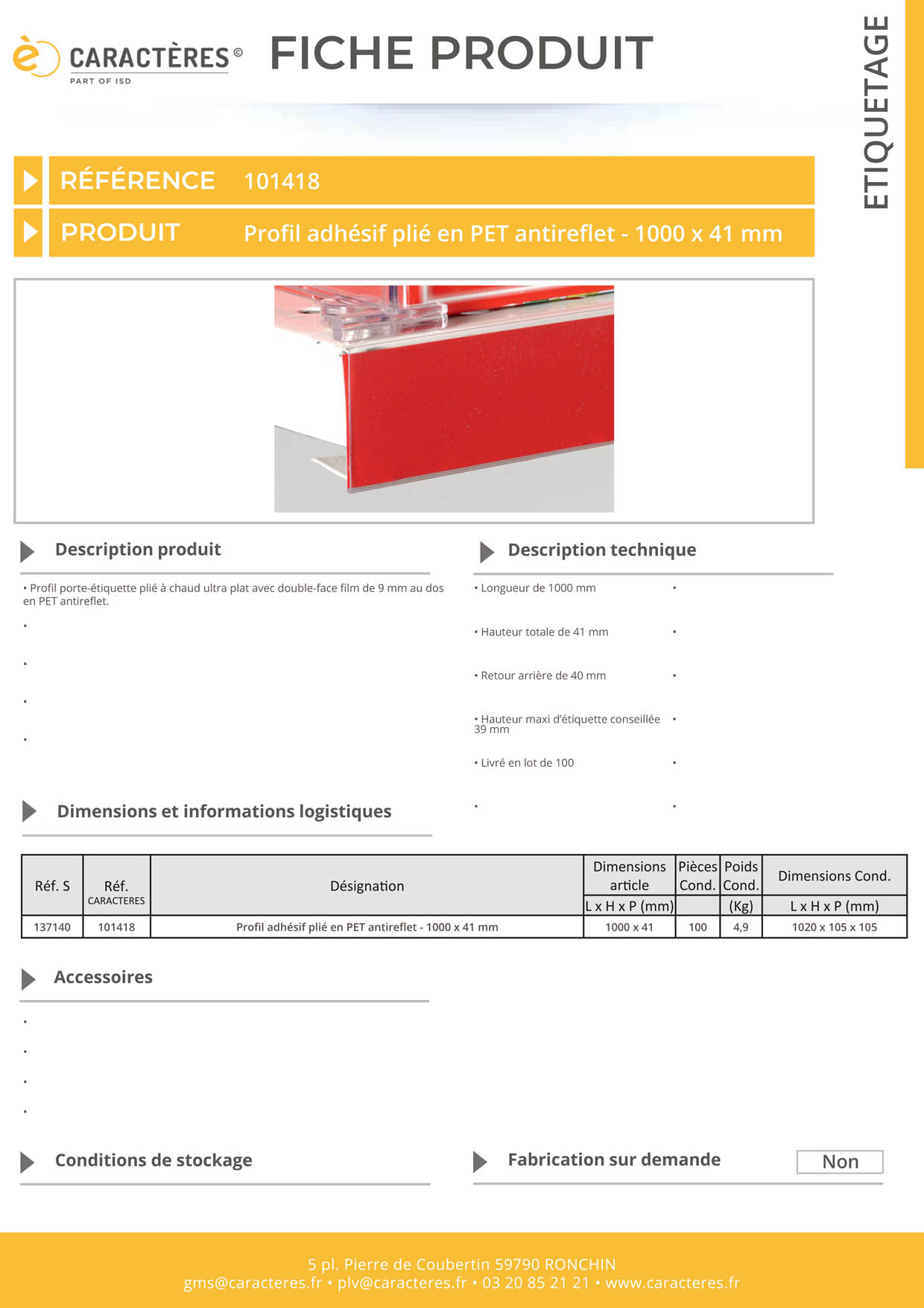 PE adhésif double face film plié en PET antireflet - 41 x 1000 mm