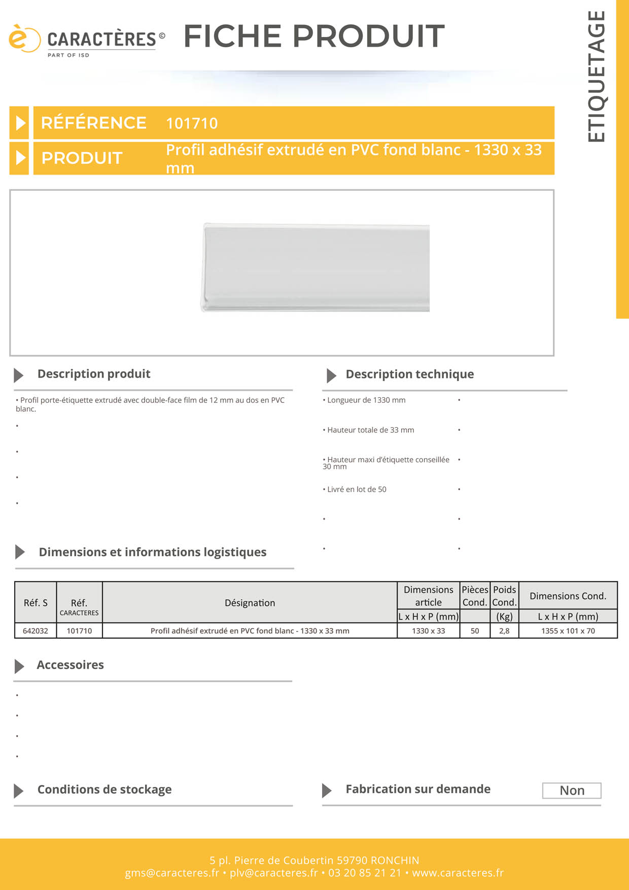 PE adhésif double face film extrudé blanc étiquette 30 mm - 33 x 1330 mm