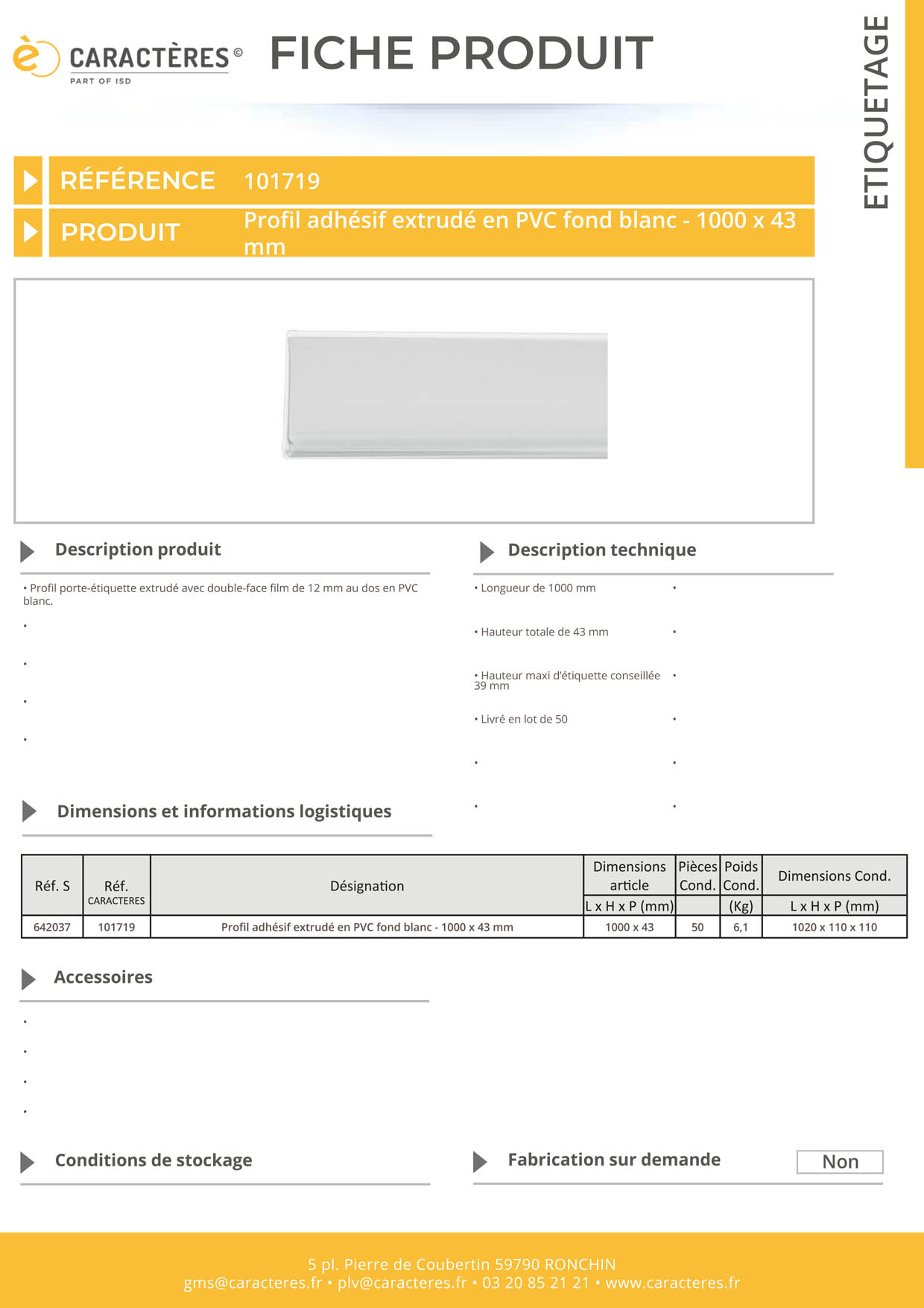 PE adhésif double face film extrudé blanc étiquette 39 mm - 43 x 1000 mm
