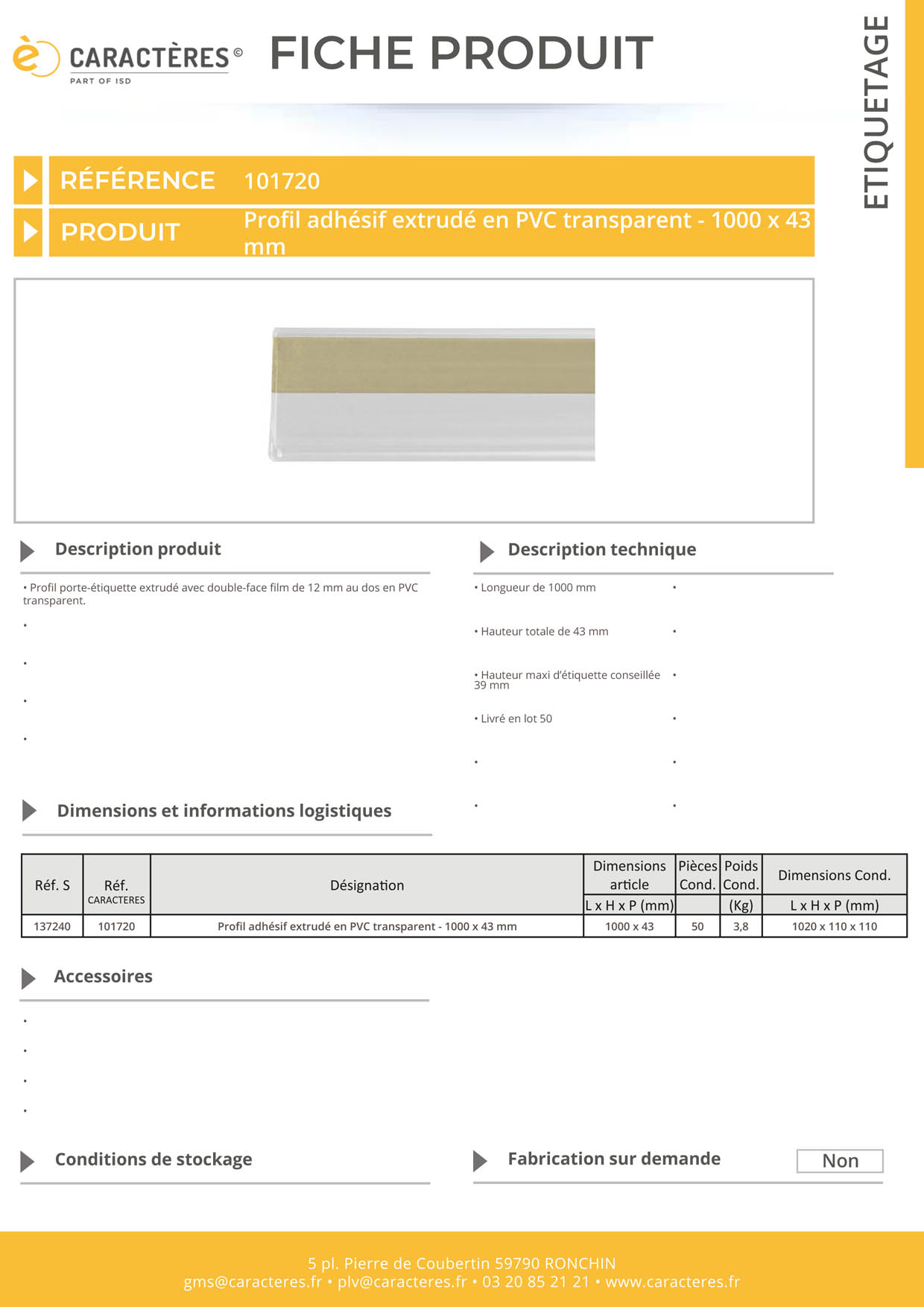 PE adhésif double face film extrudé transparent étiquette 39 mm - 43 x 1000 mm