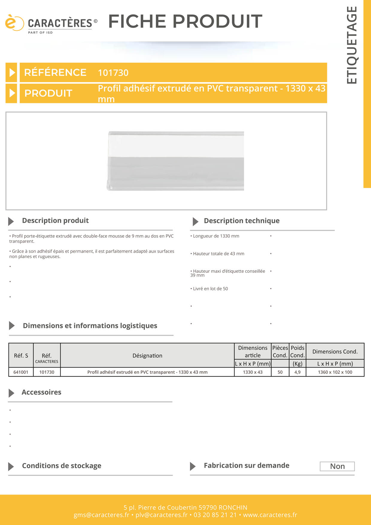 PE adhésif double face mousse transpant étiquette 39 mm - 43 x 1330 mm