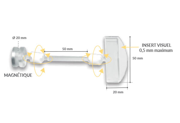 Pince plate articulée avec base aimantée de Ø 20 mm - Tige de 50 mm