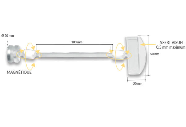 Pince plate articulée avec base aimantée de Ø 20 mm - Tige de 100 mm