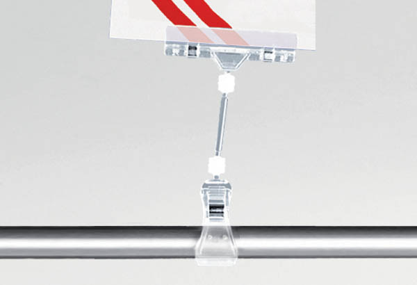 Pince articulée avec ressort métal sur tige et base tube - 80 x 50 mm