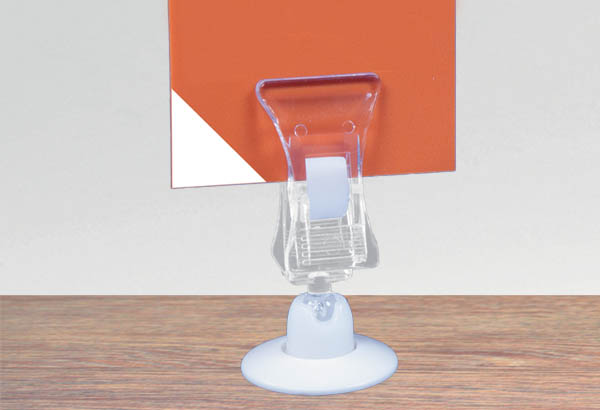 Pince articulée avec ressort plastique et base adhésive de Ø 27 mm - Longueur 20 mm