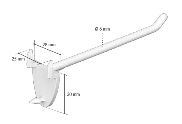 Broche plastique simple auto-perforante de Ø 6 mm blanche - Longueur 50 mm