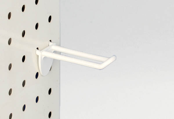 Broche plastique double de Ø 6 mm blanche pour fond perforé - Longueur 100 mm