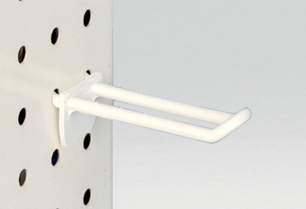 Broche plastique double de Ø 6 mm blanche pour fond perforé - Longueur 250 mm