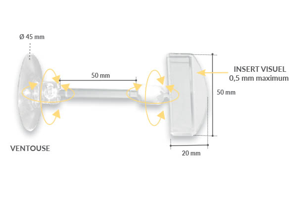 Pince plate articulée avec base ventouse de Ø 45 mm - Tige de 50 mm