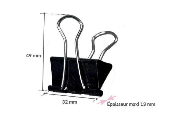 Pince clip en métal noir chromé - Largeur 32 mm