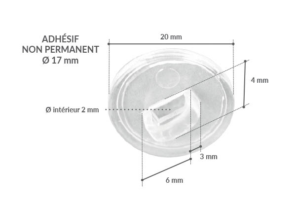 Crochet fermé en PVC transparent avec base ronde de Ø 20 mm - Injecté