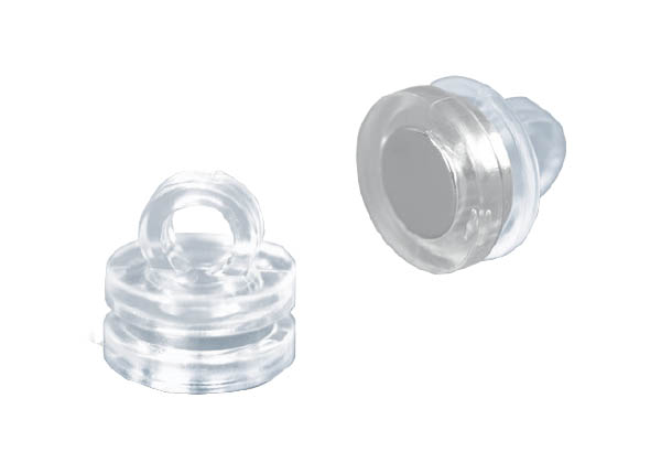 Petit aimant rond transparent avec crochet - Ø de 16 mm et force de 1 kg