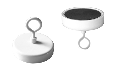 Aimant rond en métal avec crochet fermé - Ø de 80 mm et force de 60 kg