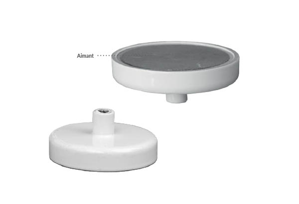 Aimant rond ferrite blanc sans crochet - Ø de 32 mm et force de 8 kg