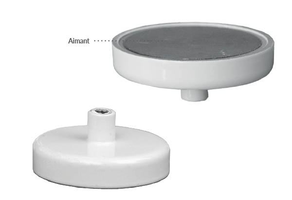 Aimant rond ferrite blanc sans crochet - Ø de 32 mm et force de 8 kg