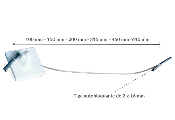 Fil nylon embout métallique en T - Longueur 105 mm