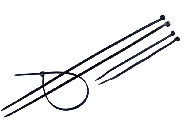 Lien cranté en nylon noir avec serrage définitif - 100 x 2.5 mm