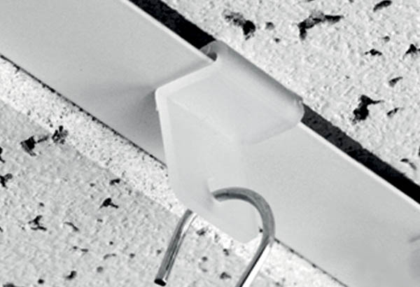 Attache parallèle au rail pour faux plafond et crochet fermé - Universel