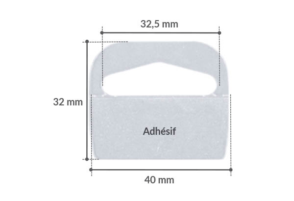 Hang-Tab Delta rigide et pliable en PET adhésivé - Poids maxi 500g - 40 x 32 mm