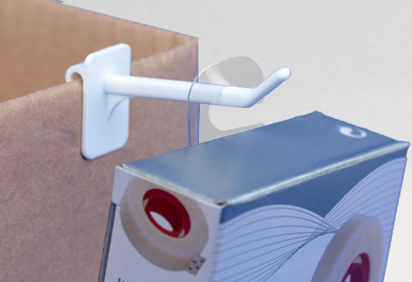 Hang-Tab rigide crochet ouvert en PET adhésivé - Poids maxi 200g - 22 x 35 mm