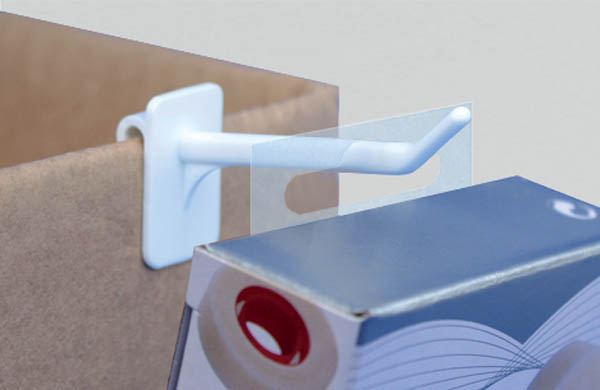 Hang-Tab Euroslot flexible en PET adhésivé - Poids maxi 300g - 50 x 50 mm