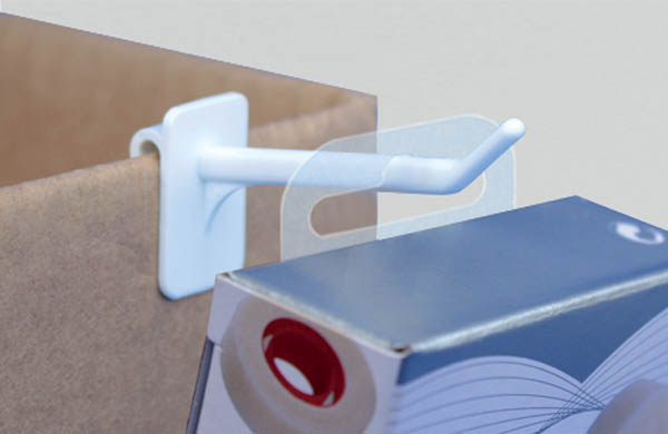 Hang-Tab Euroslot rigide en PET adhésivé - Poids maxi 500g - 40 x 34 mm