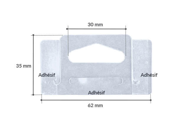 Hand-Tab Delta rigide en U en PET adhésivé - Poids maxi 400g - 62 x 35 mm
