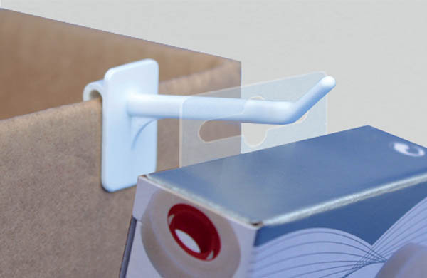 Hang-Tab Euroslot flexible en PET adhésivé - Poids maxi 150g - 41 x 35 mm