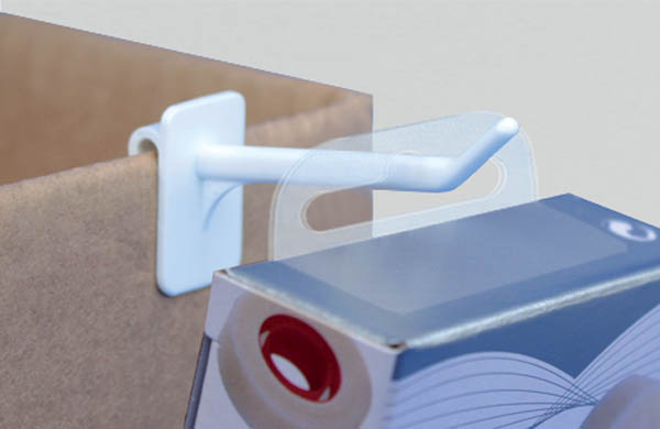 Hang-Tab Euroslot Cavalier flexible PET adhésivé - Poids maxi 500g - 50 x 100 mm