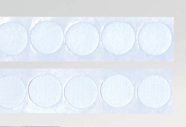 Pastille adhésivée CARAFIX® de Ø 19 mm blanche - Ruban crochet