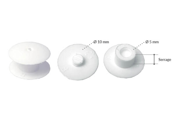 Rivet pression écrou de Ø 10 mm blanc avec serrage non permanent de 1.5 mm