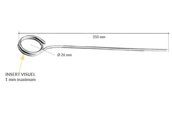 Pic en métal de Ø 2.3 mm avec pince spirale de Ø 26 mm - Hauteur 350 mm