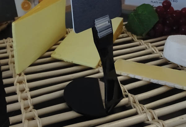 Base à poser de 65 x 70 mm avec grip de 20 x 25 mm en PVC noir - Tige de 100 mm