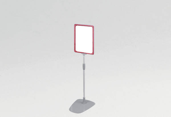 Kit cadre A4 rouge avec socle métal et tige télescopique de 320 à 620 mm