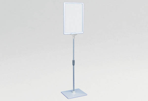 Kit cadre A4 blanc avec socle PVC et tige télescopique de 370 à 650 mm