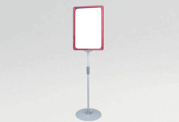 Kit cadre A4 rouge avec socle métal et tige télescopique de 370 à 650 mm