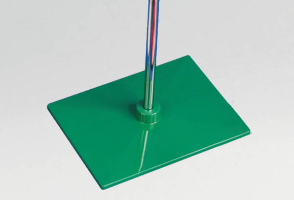 Socle rectangulaire vert de 200 x 150 mm en plastique pour tige de Ø 12 mm