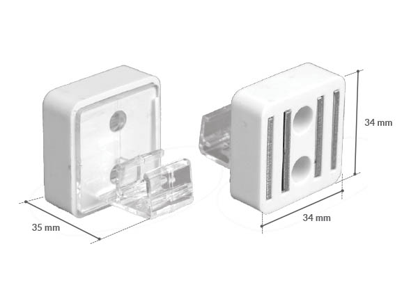 Aimant mural blanc de 34 x 34 mm - Résistance 5.6 kg