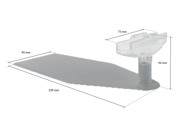 Socle base plate gris clair avec "T" de liaison pour cadres A5 et A4 - 200 x 90 mm