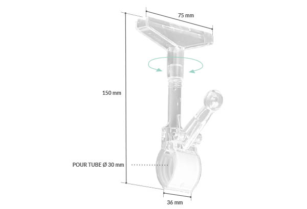 Pince tube orientable droite - gauche pour support 30 mm d'épaisseur - Rotation à 360°