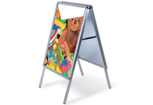 Chevalet cadre clippant 2 faces avec profil de 32 mm - Format A0 - Coins ronds