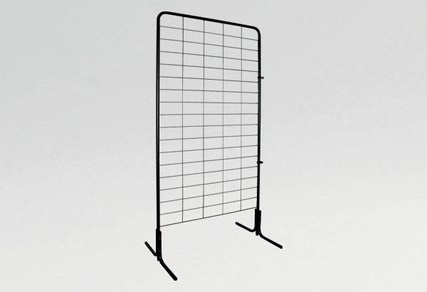 Grille d'exposition sur pied en métal laquée époxy noir - 1000 x 2000 mm
