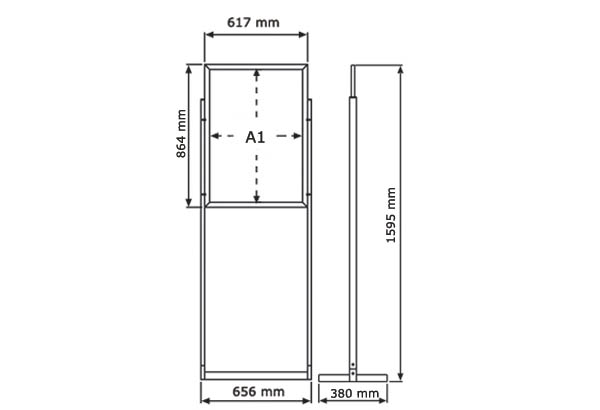 Cadre A1 sur pied avec profil en aluminium - Eco tableau Info - 1 niveau